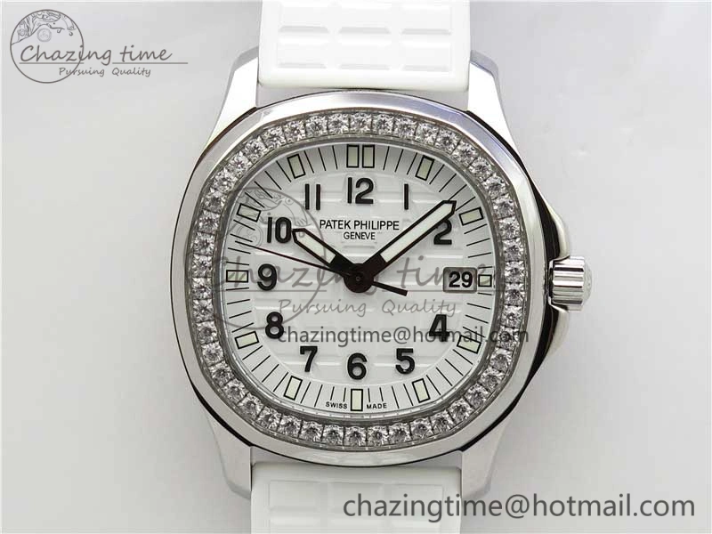 Aquanaut 5067A SS PPF 1:1 Best Edition White Textured Dial on White Rubber Strap AE23 (Free Box) QuickDry 8910