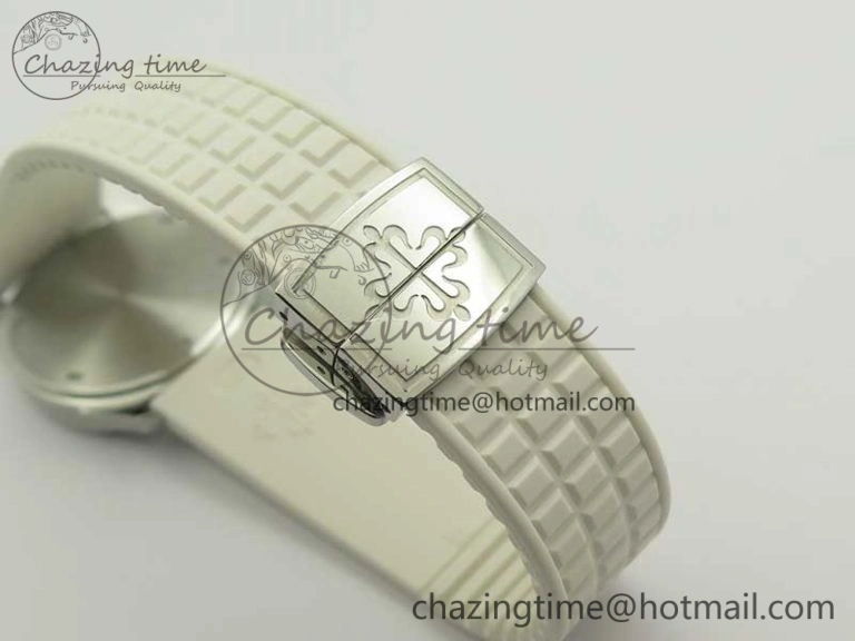 Aquanaut 5067A White JJF 1:1 Best Edition White Textured Dial on White Rubber Strap AE Upgraded 8993