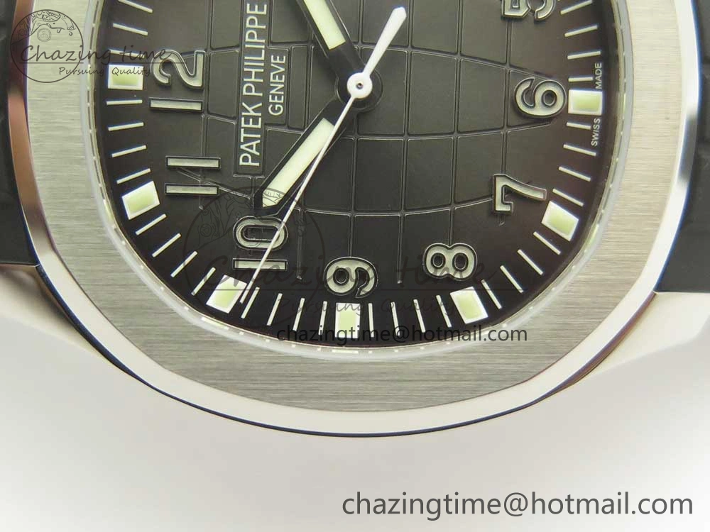 Affordable Aquanaut 5167 SS KMF 1:1 Best Edition Gray Dial on Black Rubber Strap A324 Clone 8978