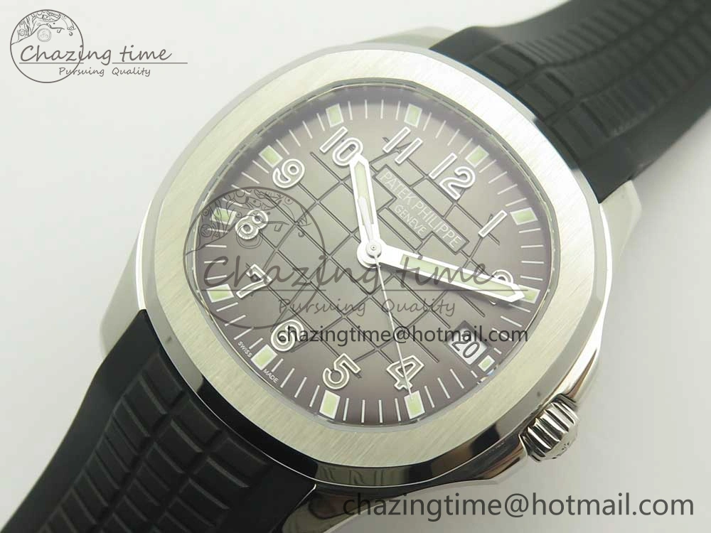 Affordable Aquanaut 5167 SS KMF 1:1 Best Edition Gray Dial on Black Rubber Strap A324 Clone 8978