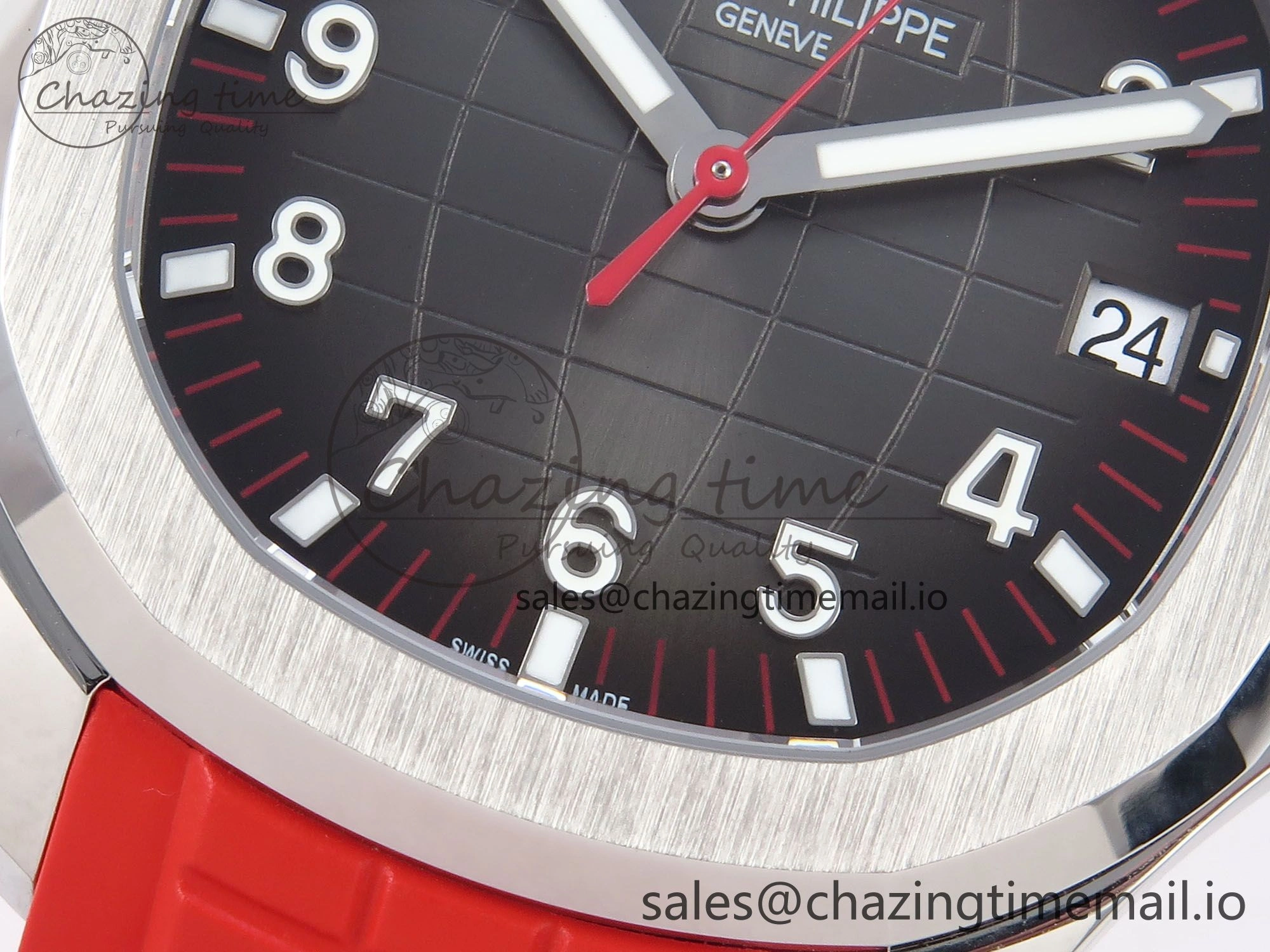 Aquanaut 5167A SS 3KF Best Edition Gray Dial on Red Rubber Strap A324 Super Clone Cozy 8651