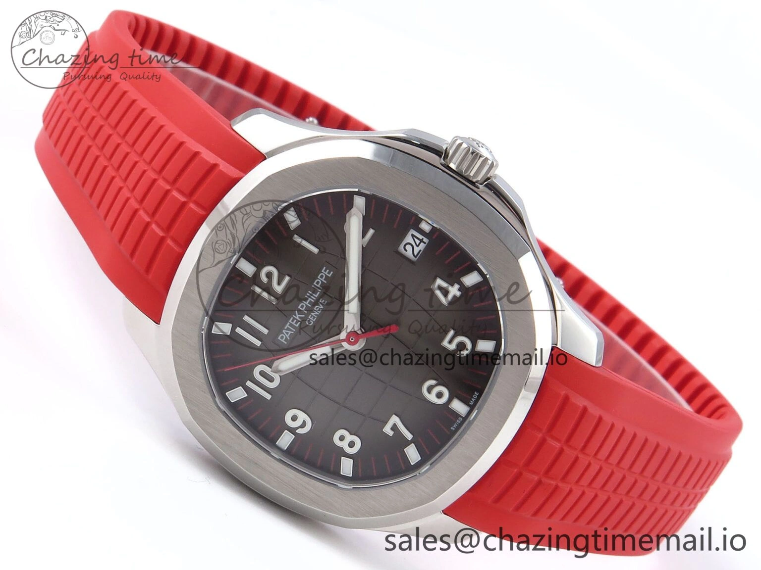 Aquanaut 5167A SS 3KF Best Edition Gray Dial on Red Rubber Strap A324 Super Clone Cozy 8651