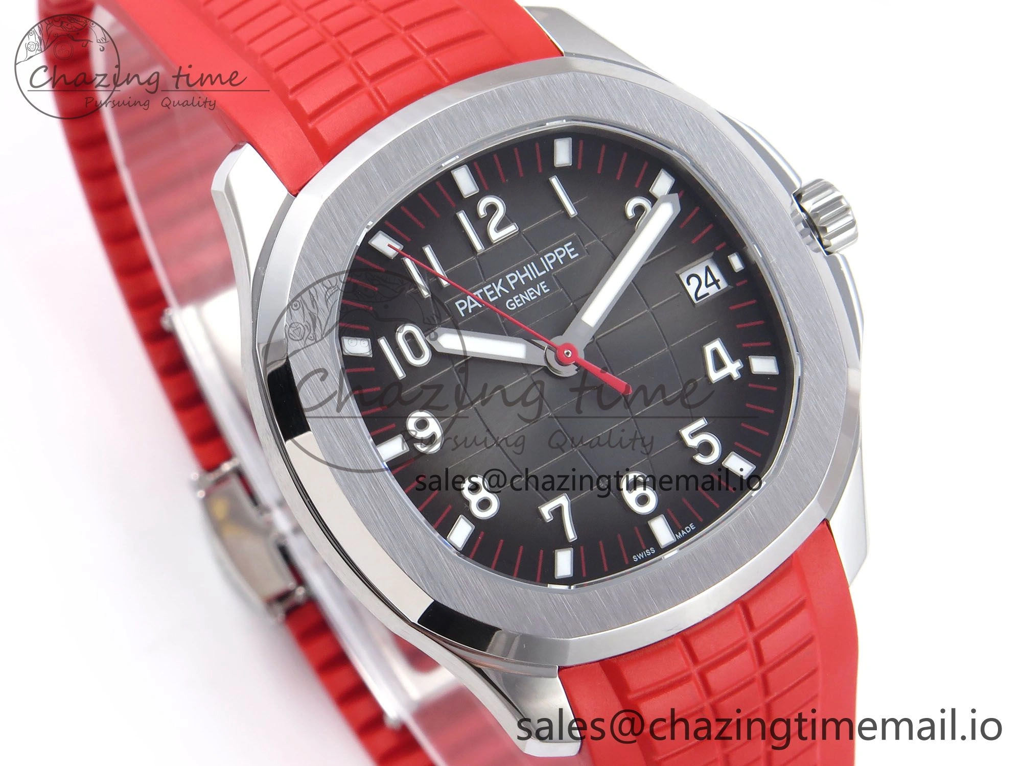 Aquanaut 5167A SS 3KF Best Edition Gray Dial on Red Rubber Strap A324 Super Clone Cozy 8651