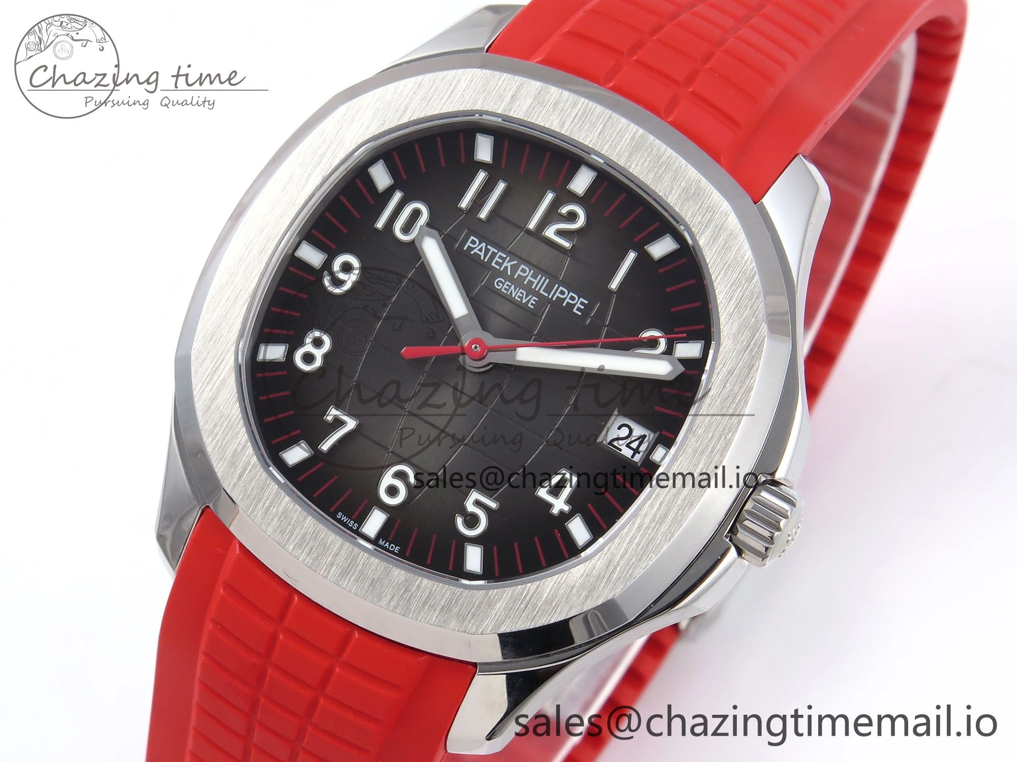 Aquanaut 5167A SS 3KF Best Edition Gray Dial on Red Rubber Strap A324 Super Clone Cozy 8651