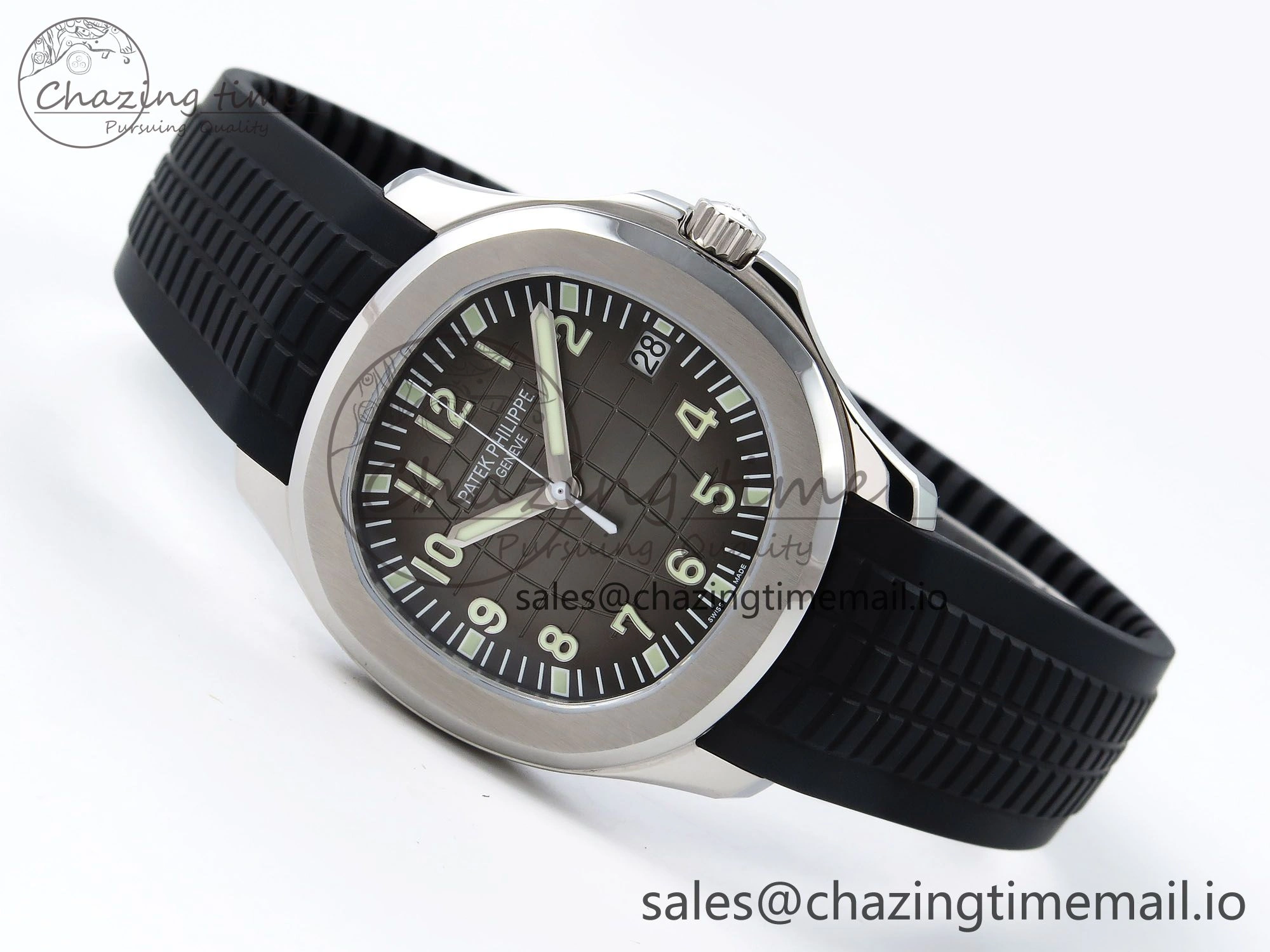 Aquanaut 5167A SS ZF 1:1 Best Edition Black Dial on Black Rubber Strap 26- Compact 8723