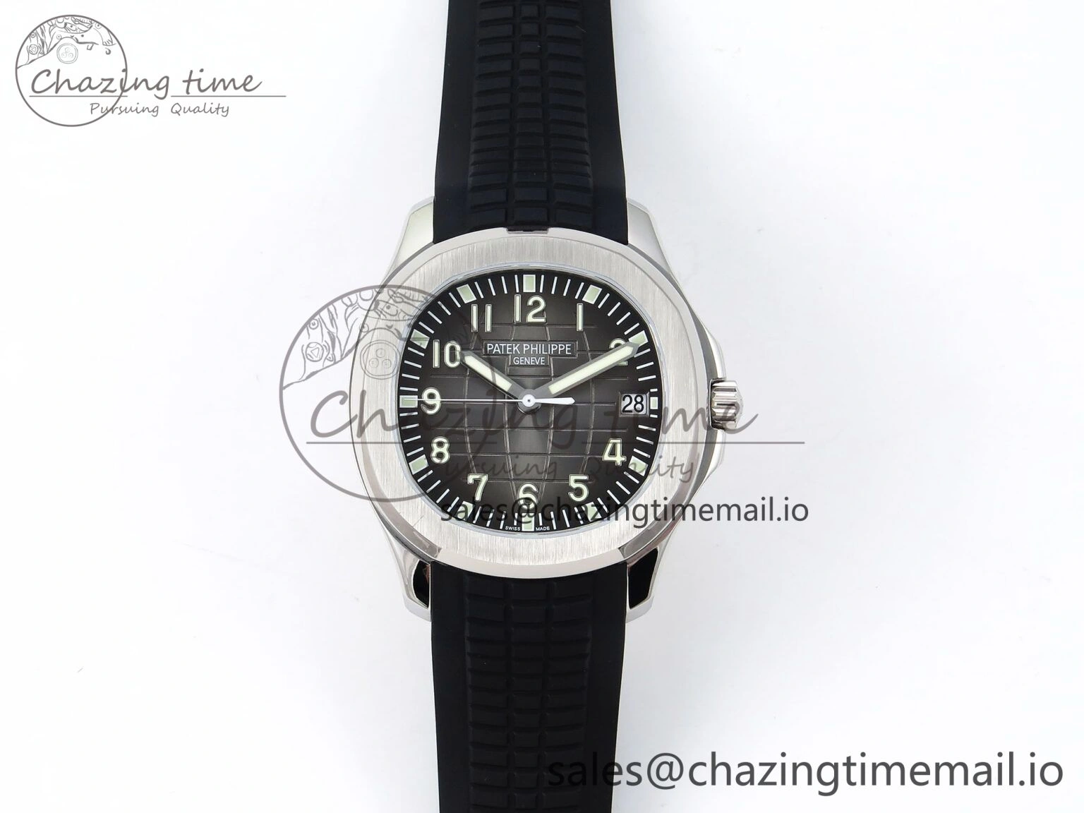 Aquanaut 5167A SS ZF 1:1 Best Edition Black Dial on Black Rubber Strap 26- Compact 8723