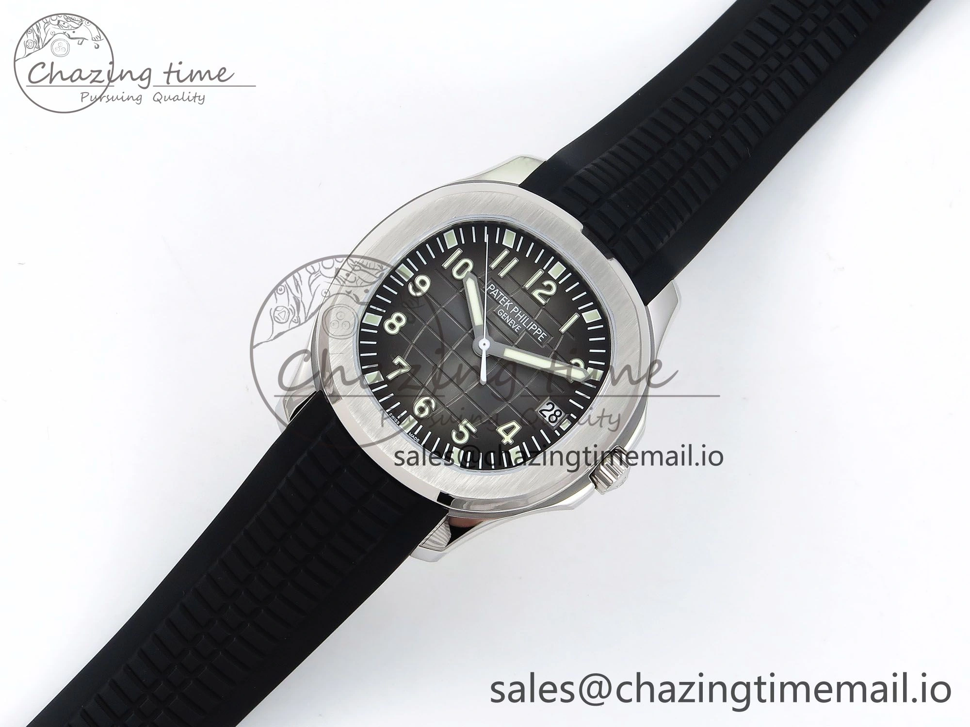 Aquanaut 5167A SS ZF 1:1 Best Edition Black Dial on Black Rubber Strap 26- Compact 8723