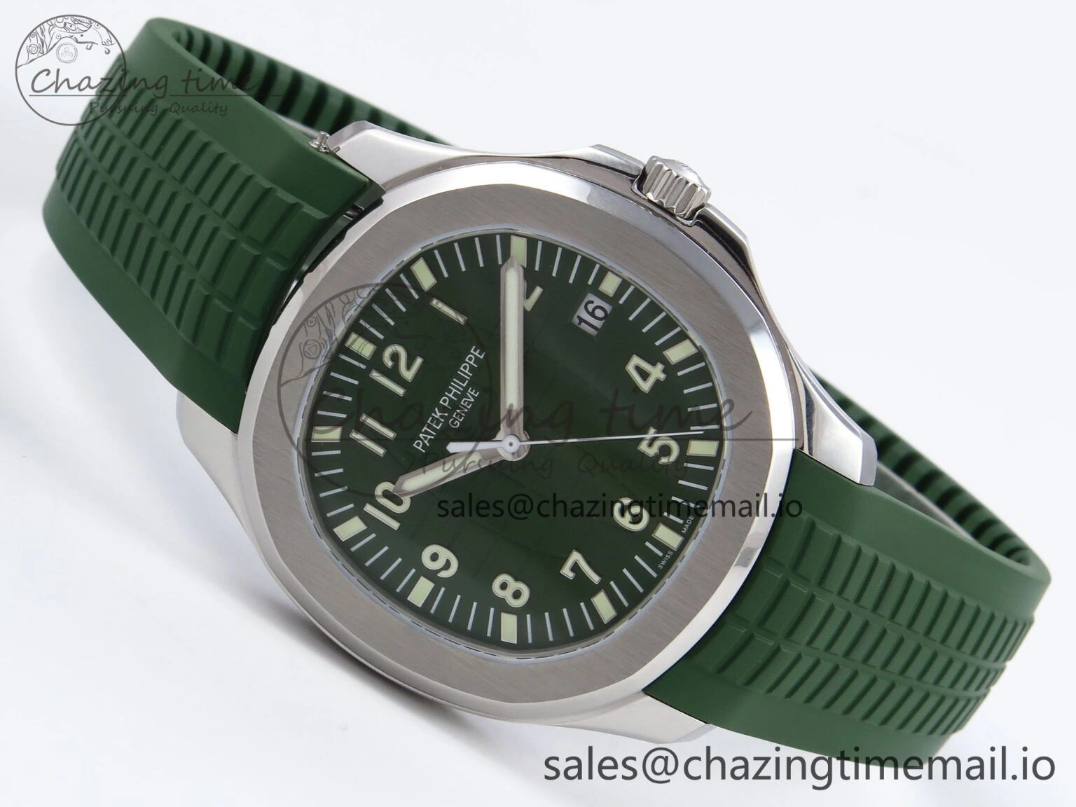 Aquanaut 5167A SS ZF 1:1 Best Edition Green Dial on Green Rubber Strap 330CS V Compact 8705
