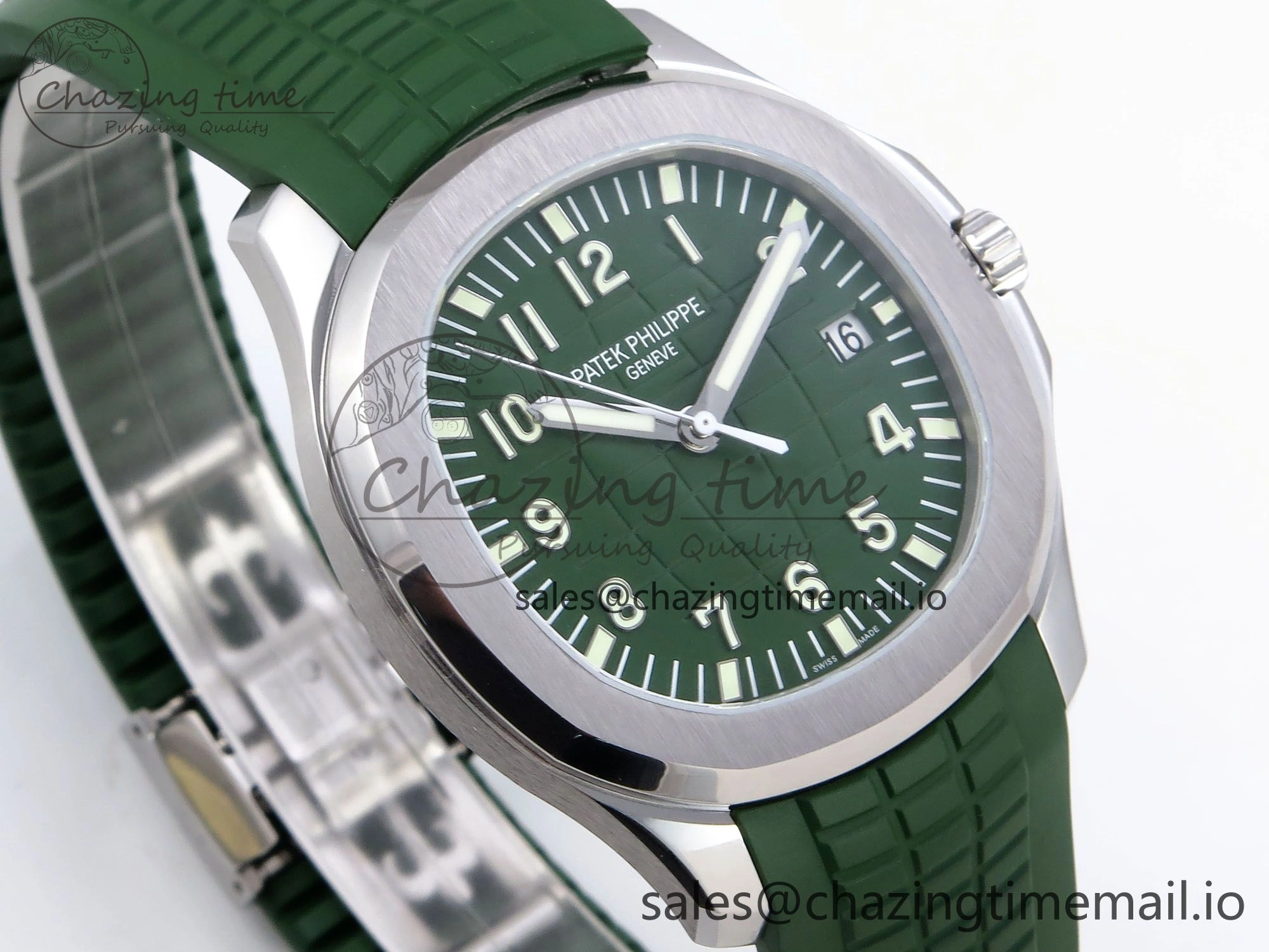 Aquanaut 5167A SS ZF 1:1 Best Edition Green Dial on Green Rubber Strap 330CS V Compact 8705
