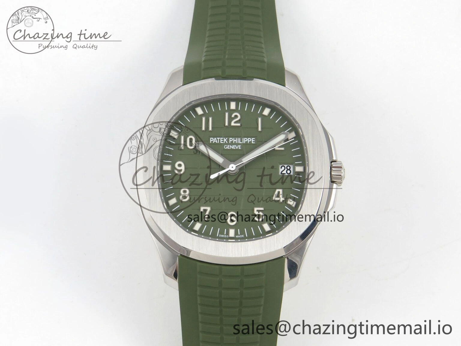 OdorResistant Aquanaut 5168G 42mm SS APWF 1:1 Best Edition Green Dial on Green Rubber Strap A324 Super Clone (Weighted) 8630