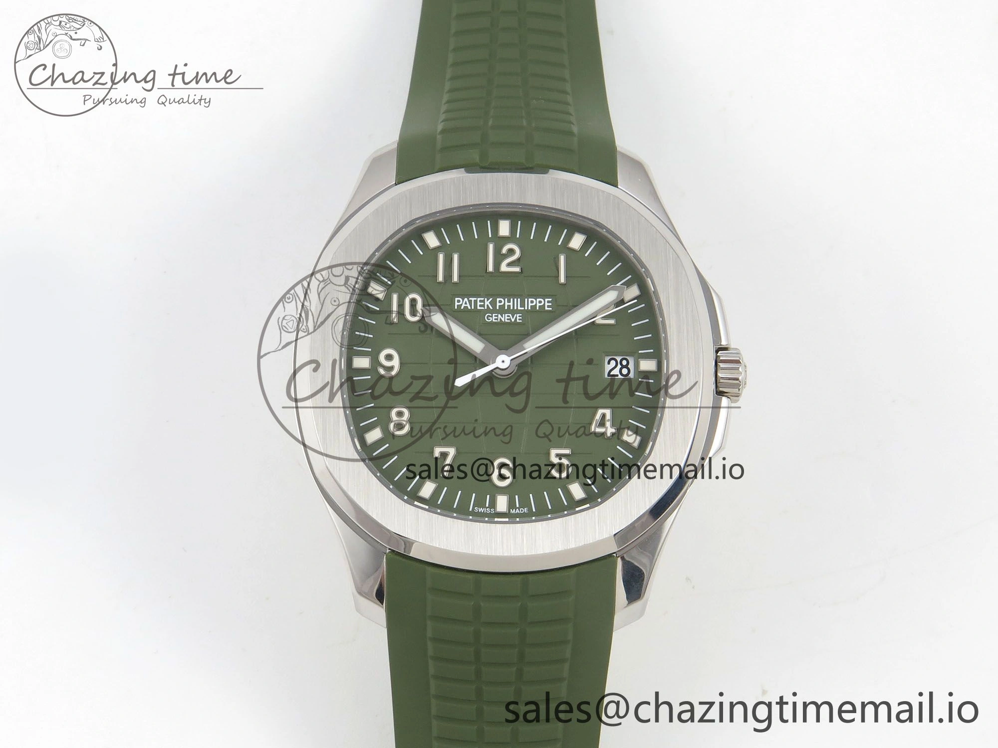 OdorResistant Aquanaut 5168G 42mm SS APWF 1:1 Best Edition Green Dial on Green Rubber Strap A324 Super Clone (Weighted) 8630