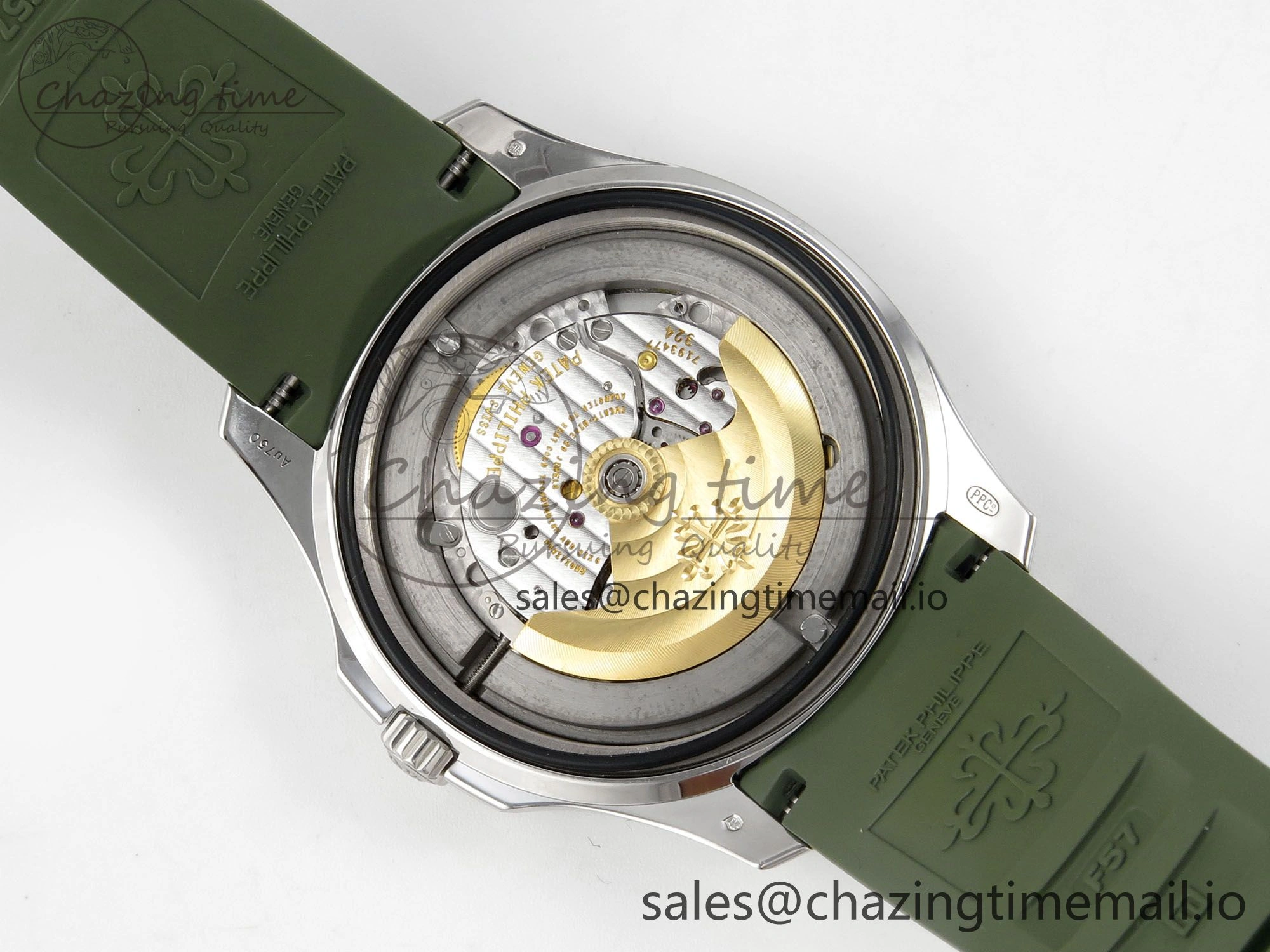 OdorResistant Aquanaut 5168G 42mm SS APWF 1:1 Best Edition Green Dial on Green Rubber Strap A324 Super Clone (Weighted) 8630