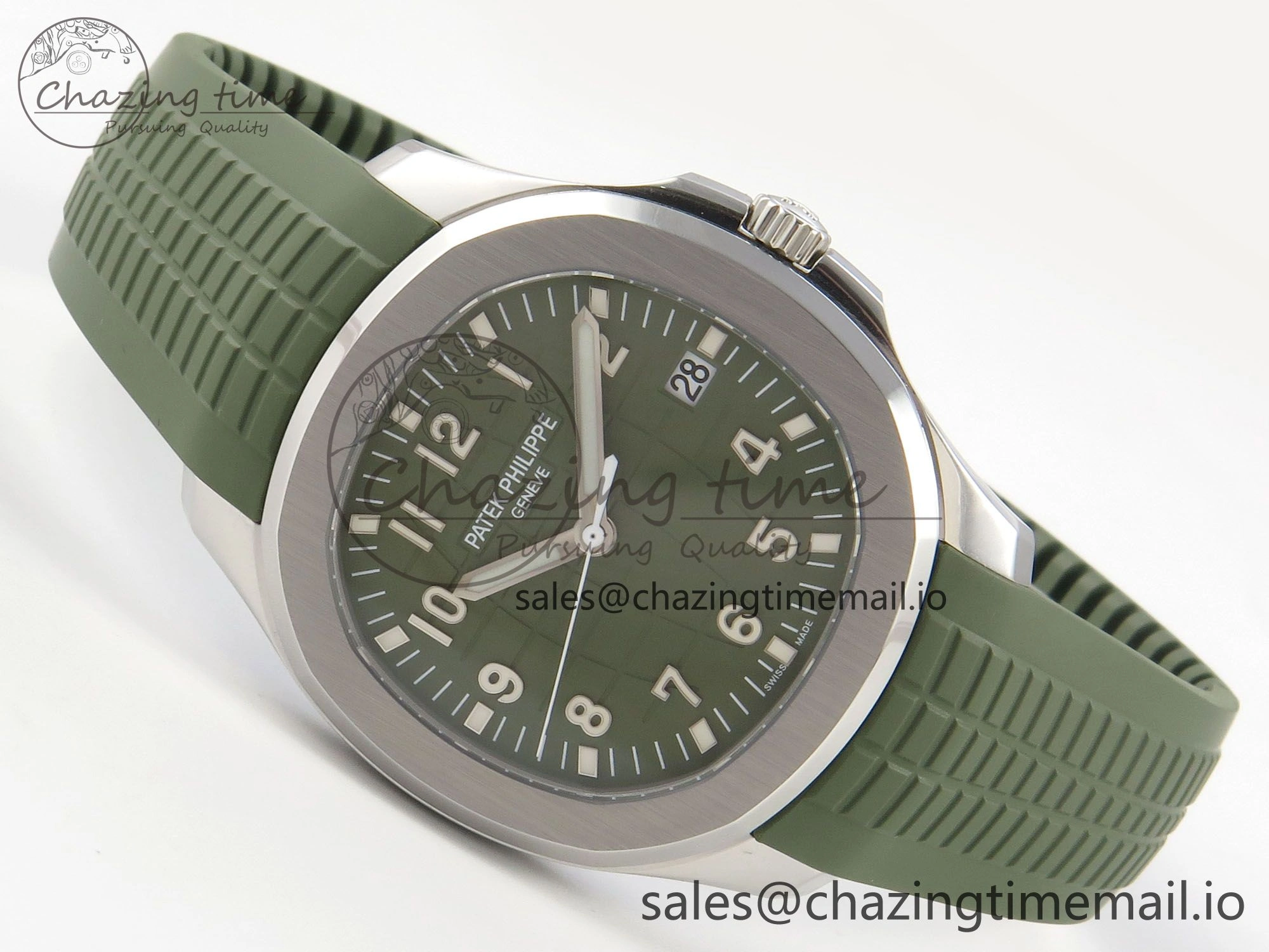 OdorResistant Aquanaut 5168G 42mm SS APWF 1:1 Best Edition Green Dial on Green Rubber Strap A324 Super Clone (Weighted) 8630