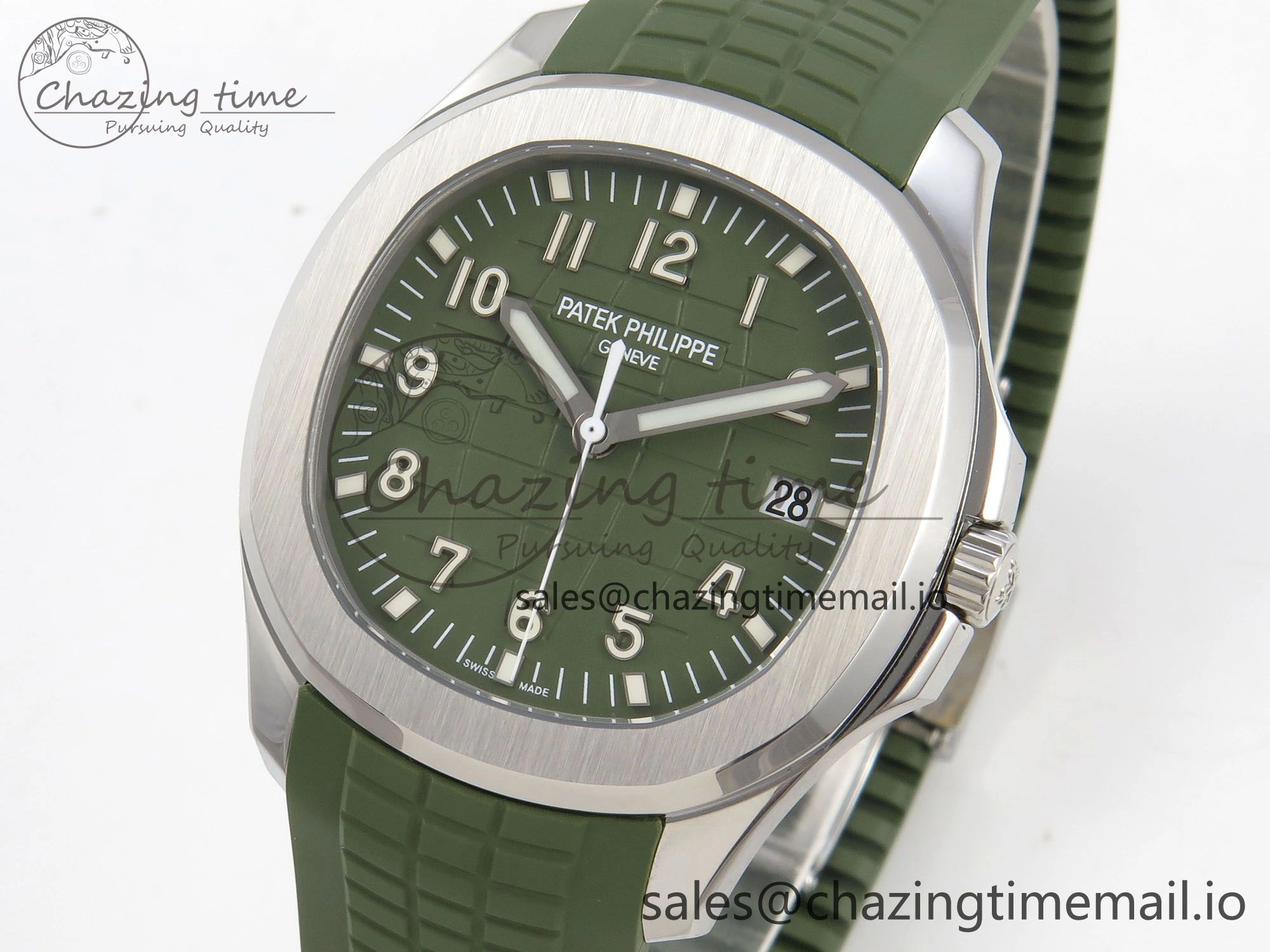 OdorResistant Aquanaut 5168G 42mm SS APWF 1:1 Best Edition Green Dial on Green Rubber Strap A324 Super Clone (Weighted) 8630