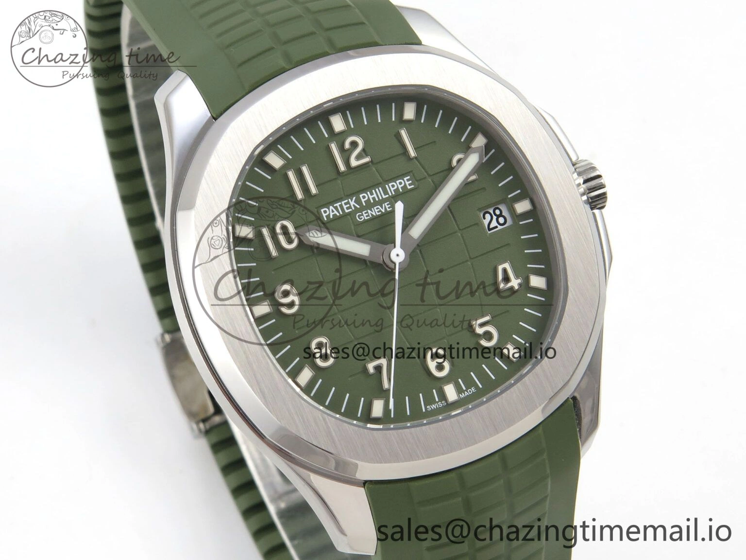 OdorResistant Aquanaut 5168G 42mm SS APWF 1:1 Best Edition Green Dial on Green Rubber Strap A324 Super Clone (Weighted) 8630