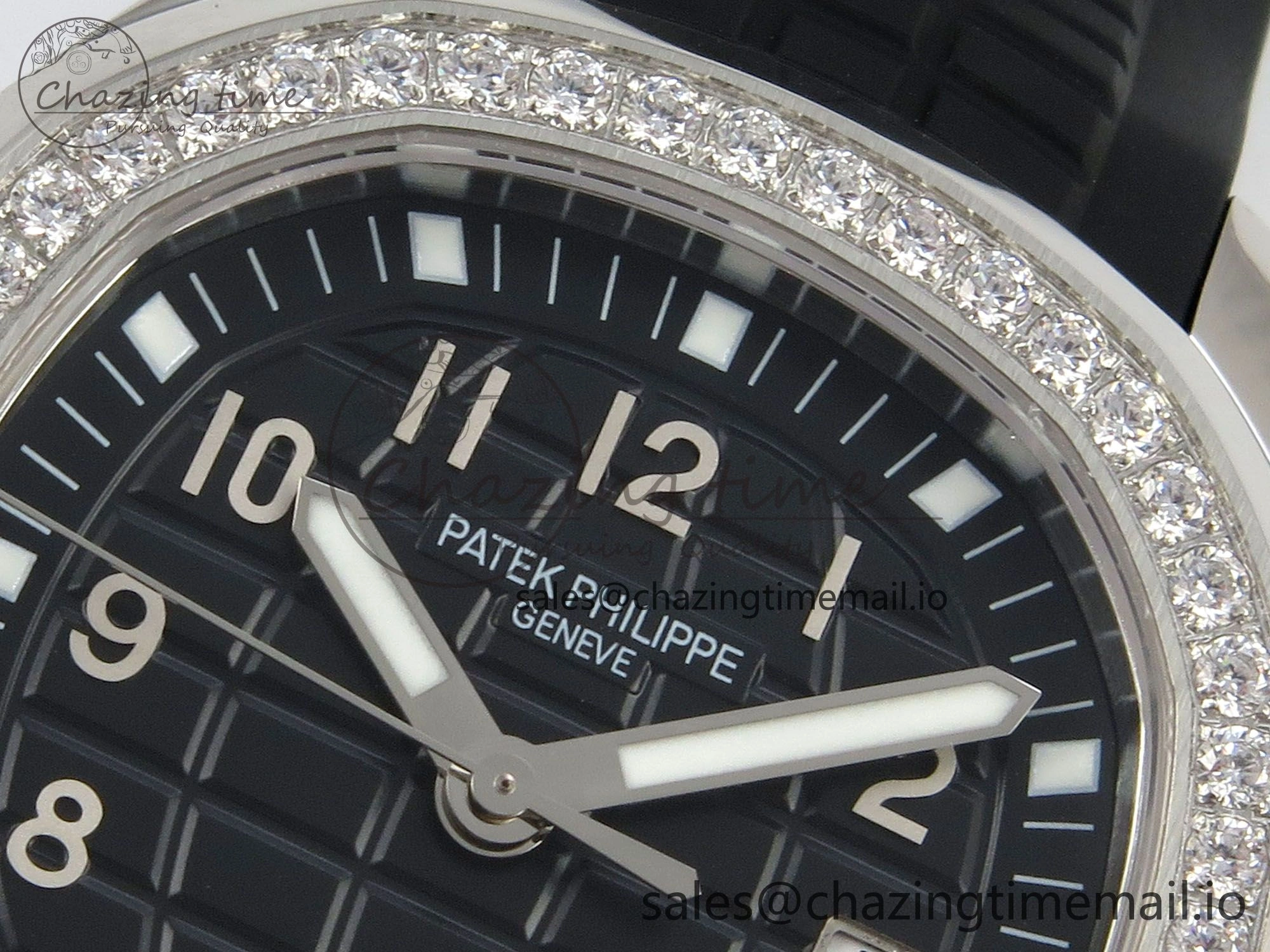 Aquanaut 5267 SS PPF 1:1 Best Edition Black Textured Dial On Black Rubber Strap Ronda Quartz Stretchable 8646