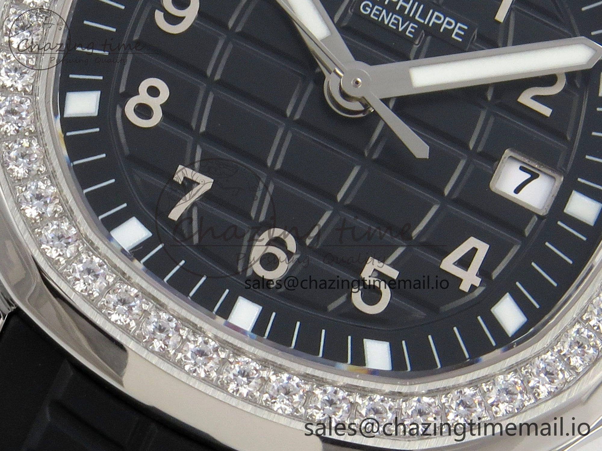 Aquanaut 5267 SS PPF 1:1 Best Edition Black Textured Dial On Black Rubber Strap Ronda Quartz Stretchable 8646