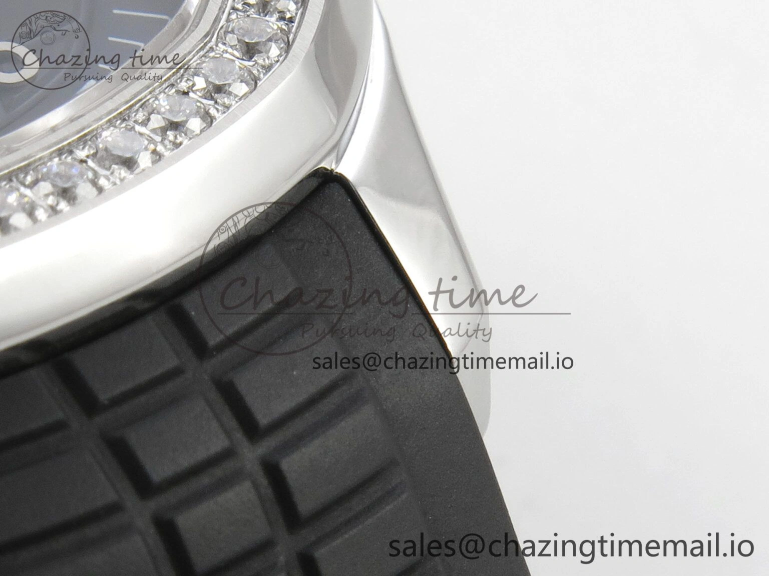 Aquanaut 5267 SS PPF 1:1 Best Edition Black Textured Dial On Black Rubber Strap Ronda Quartz Stretchable 8646
