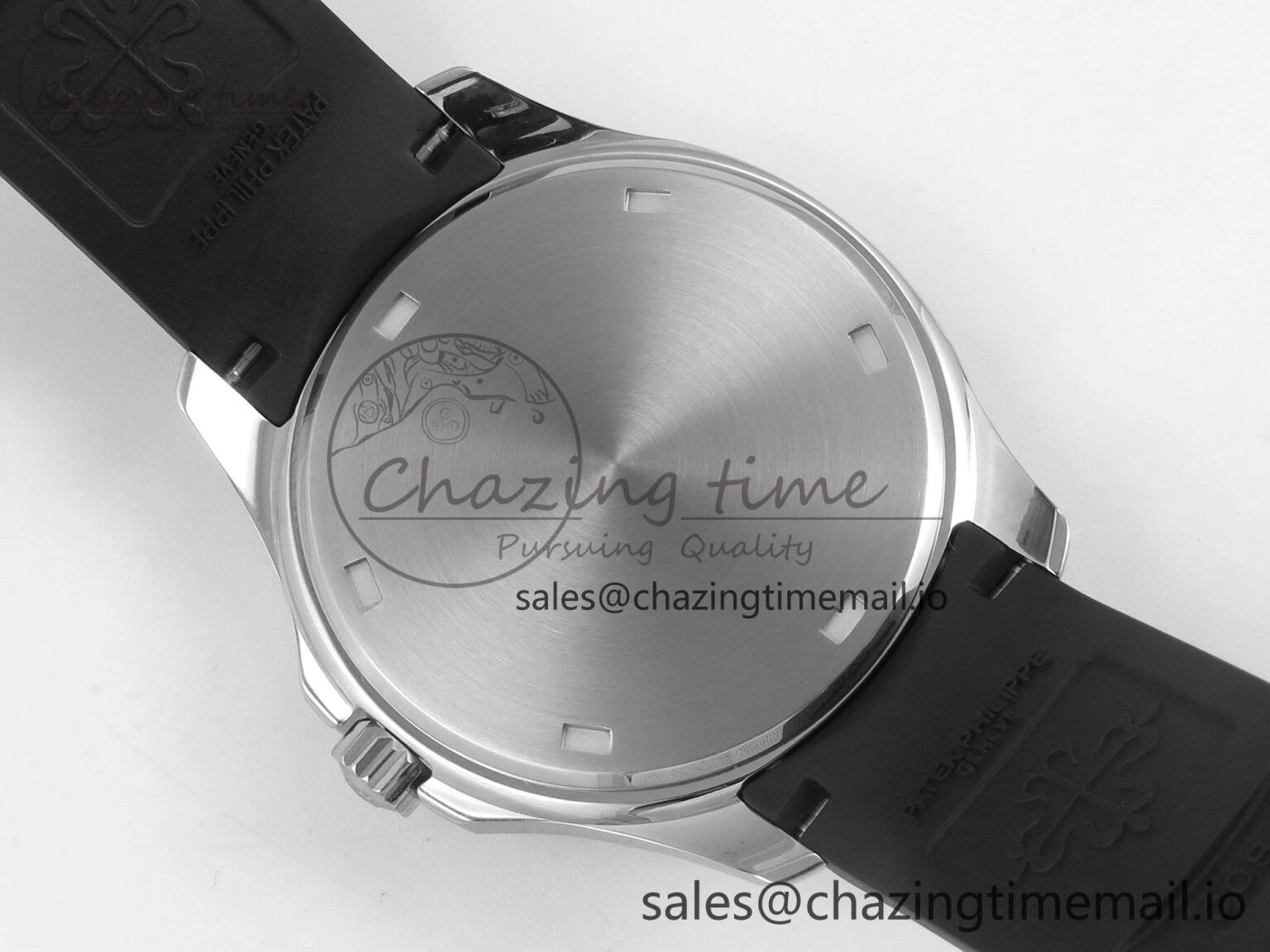 Aquanaut 5267 SS PPF 1:1 Best Edition Black Textured Dial On Black Rubber Strap Ronda Quartz Stretchable 8646