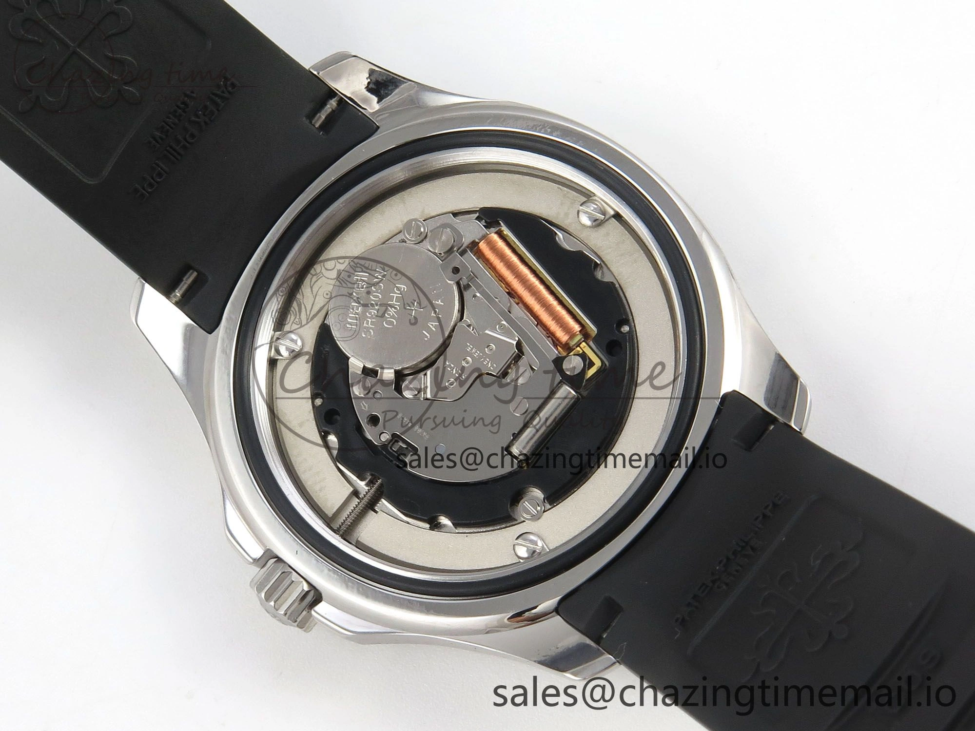 Aquanaut 5267 SS PPF 1:1 Best Edition Black Textured Dial On Black Rubber Strap Ronda Quartz Stretchable 8646
