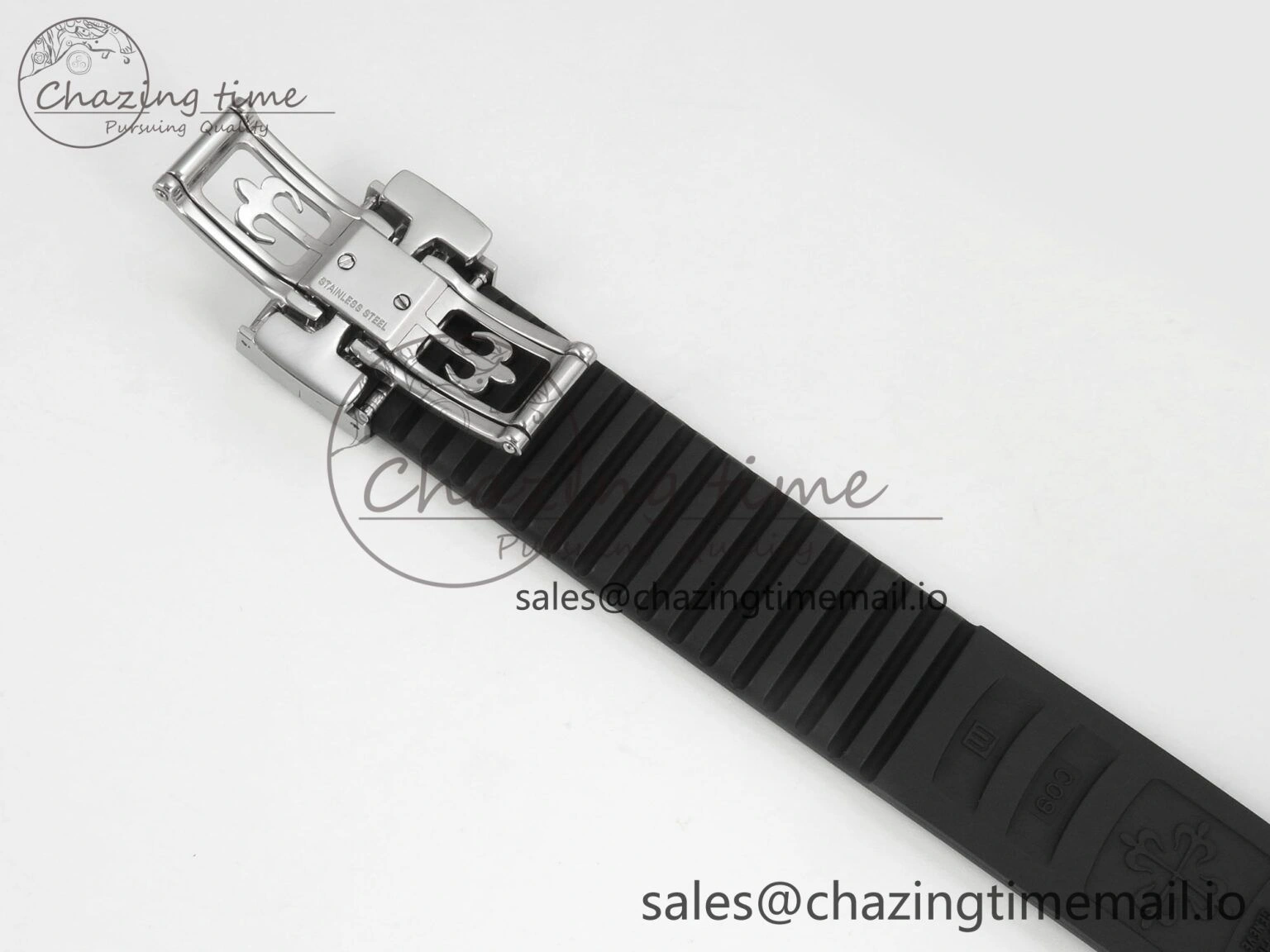 Aquanaut 5267 SS PPF 1:1 Best Edition Black Textured Dial On Black Rubber Strap Ronda Quartz Stretchable 8646