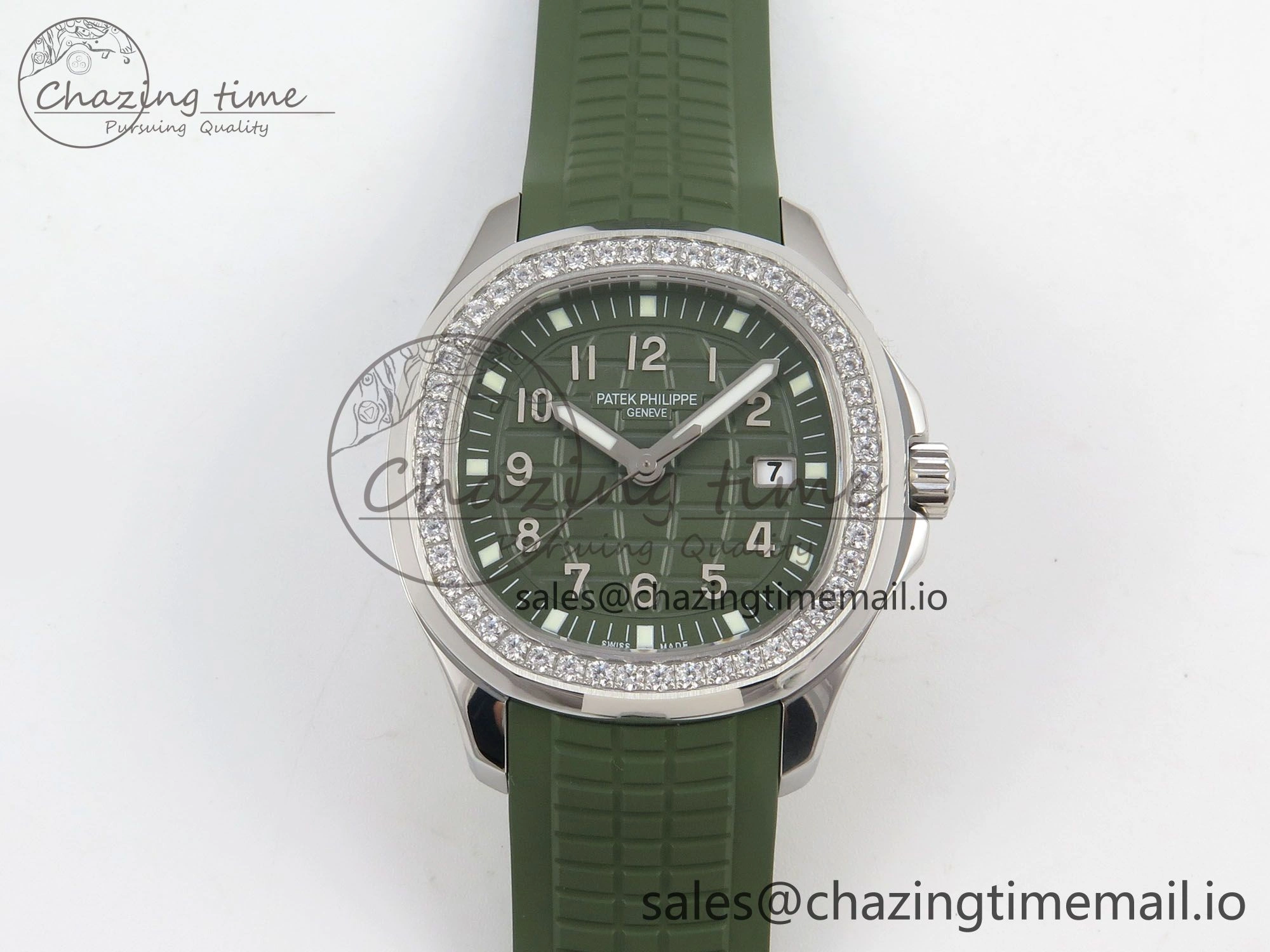 Aquanaut 5267 SS PPF 1:1 Best Edition Green Textured Dial On Green Rubber Strap Ronda Quartz EasyCare 10052