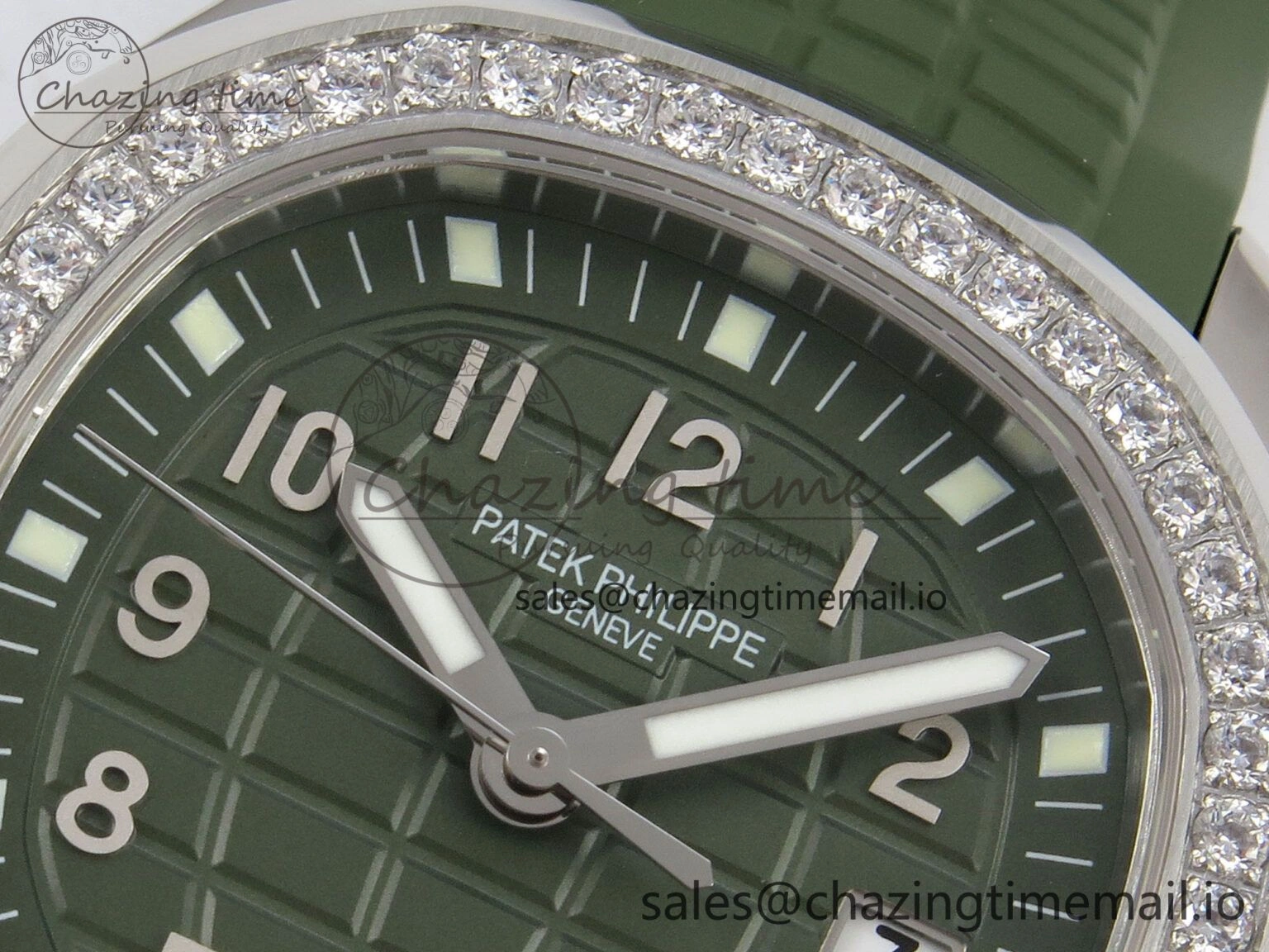 Aquanaut 5267 SS PPF 1:1 Best Edition Green Textured Dial On Green Rubber Strap Ronda Quartz EasyCare 10052