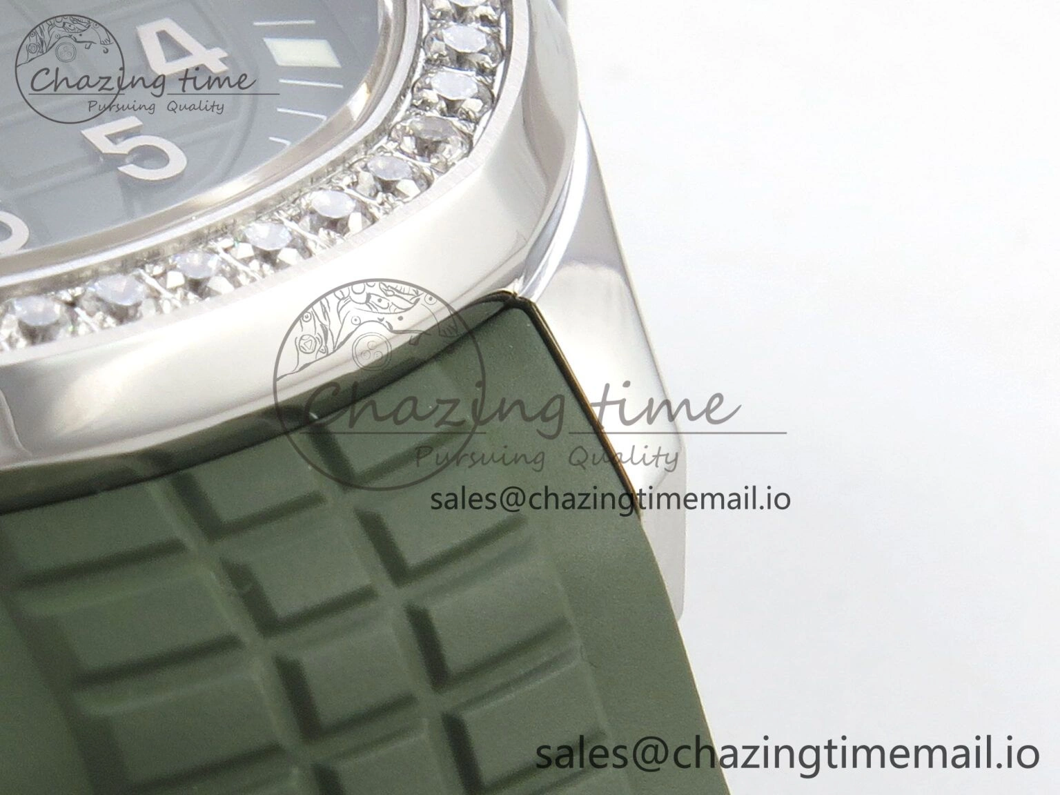 Aquanaut 5267 SS PPF 1:1 Best Edition Green Textured Dial On Green Rubber Strap Ronda Quartz EasyCare 10052