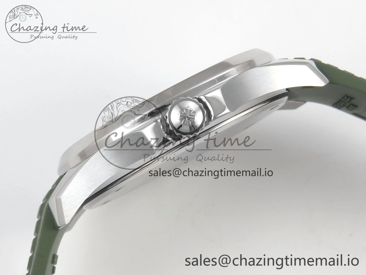 Aquanaut 5267 SS PPF 1:1 Best Edition Green Textured Dial On Green Rubber Strap Ronda Quartz EasyCare 10052