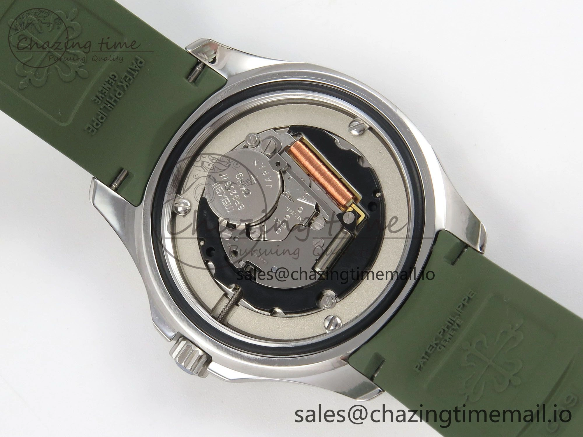 Aquanaut 5267 SS PPF 1:1 Best Edition Green Textured Dial On Green Rubber Strap Ronda Quartz EasyCare 10052