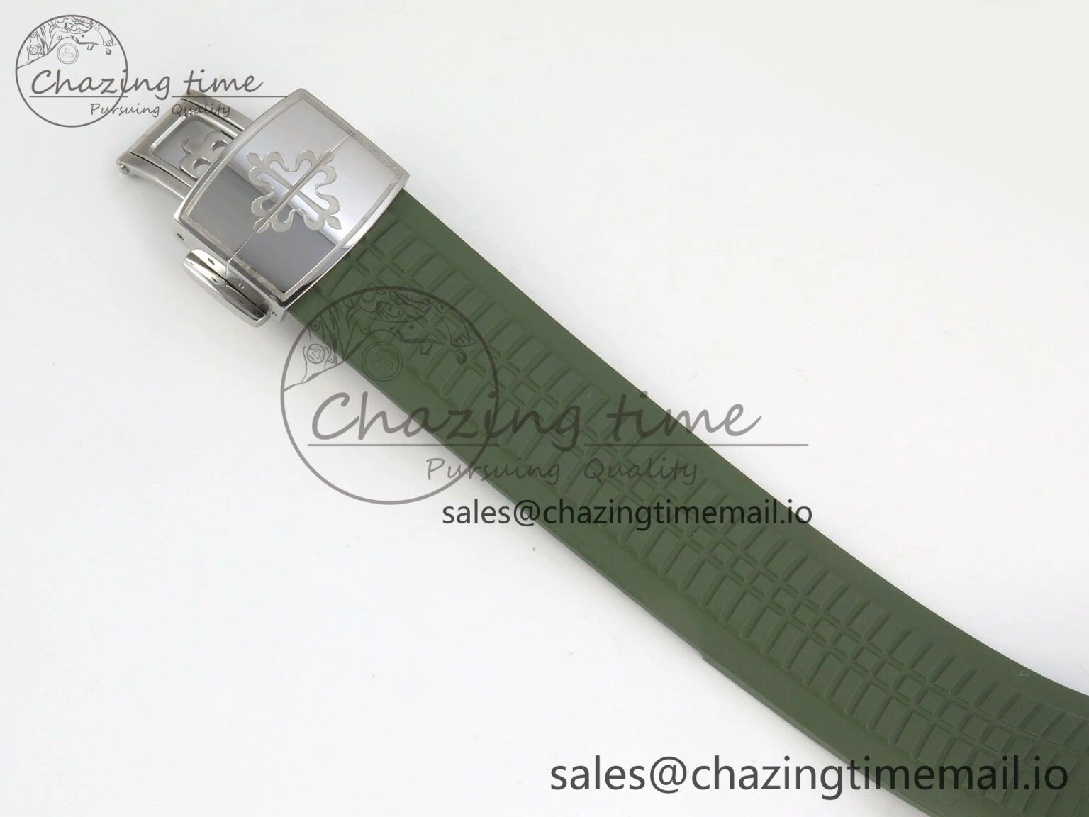 Aquanaut 5267 SS PPF 1:1 Best Edition Green Textured Dial On Green Rubber Strap Ronda Quartz EasyCare 10052