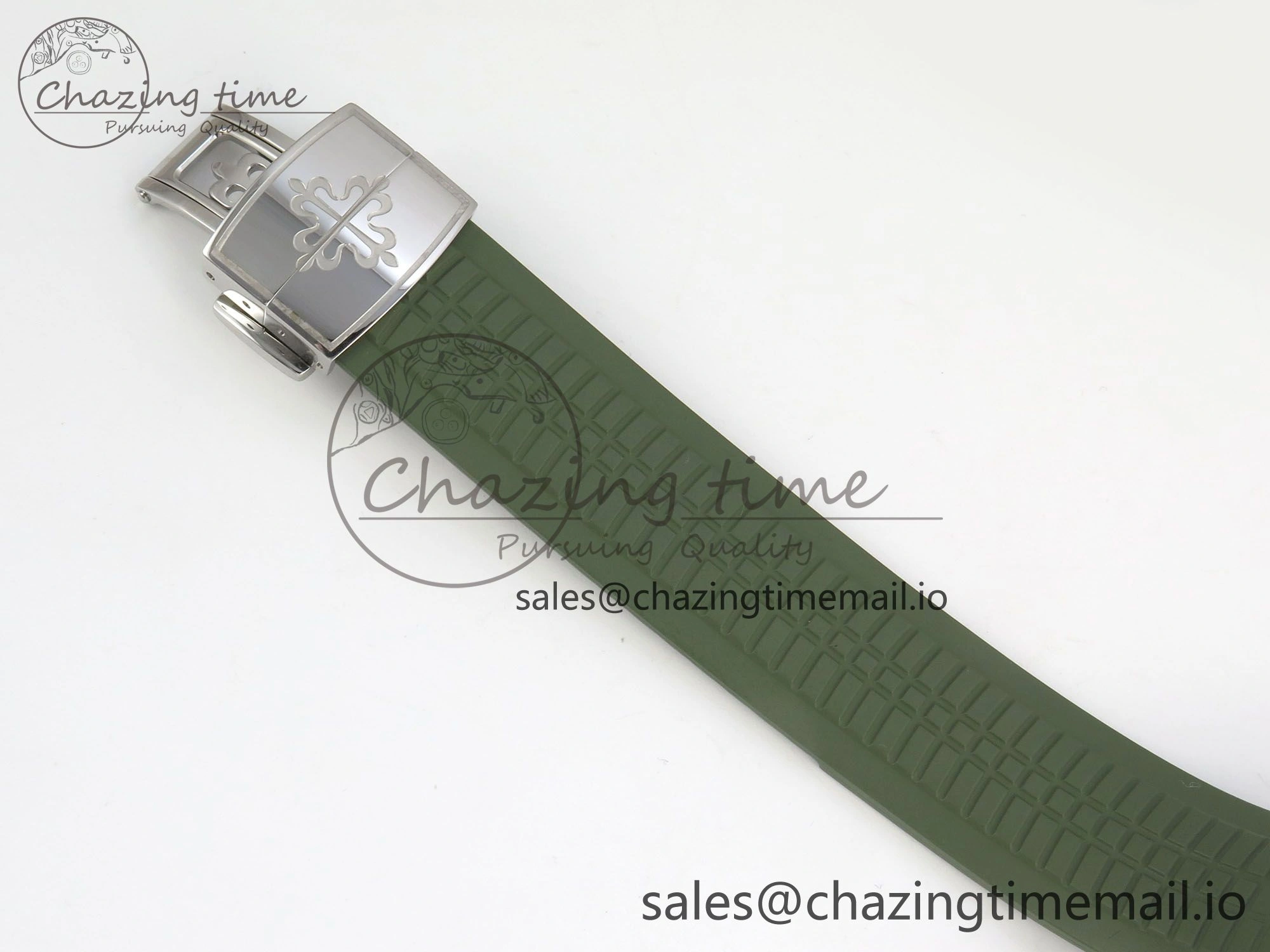 Aquanaut 5267 SS PPF 1:1 Best Edition Green Textured Dial On Green Rubber Strap Ronda Quartz EasyCare 10052