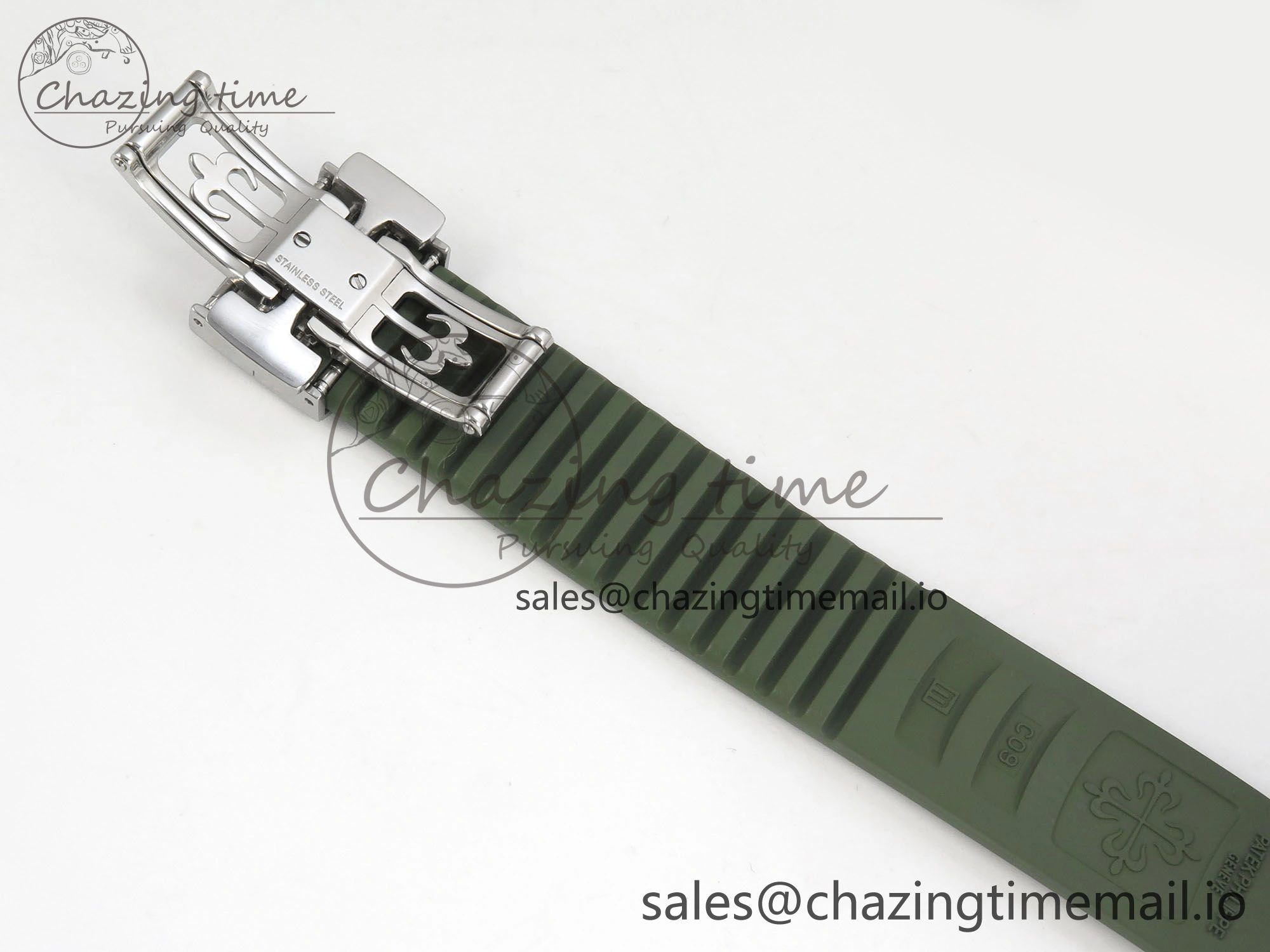 Aquanaut 5267 SS PPF 1:1 Best Edition Green Textured Dial On Green Rubber Strap Ronda Quartz EasyCare 10052