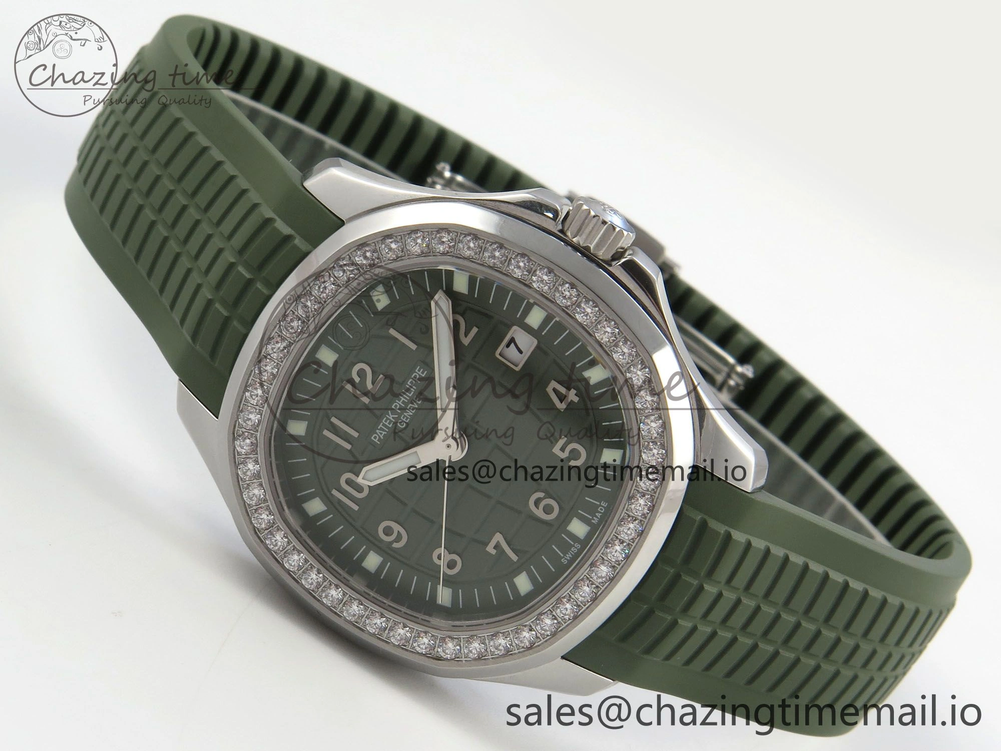 Aquanaut 5267 SS PPF 1:1 Best Edition Green Textured Dial On Green Rubber Strap Ronda Quartz EasyCare 10052