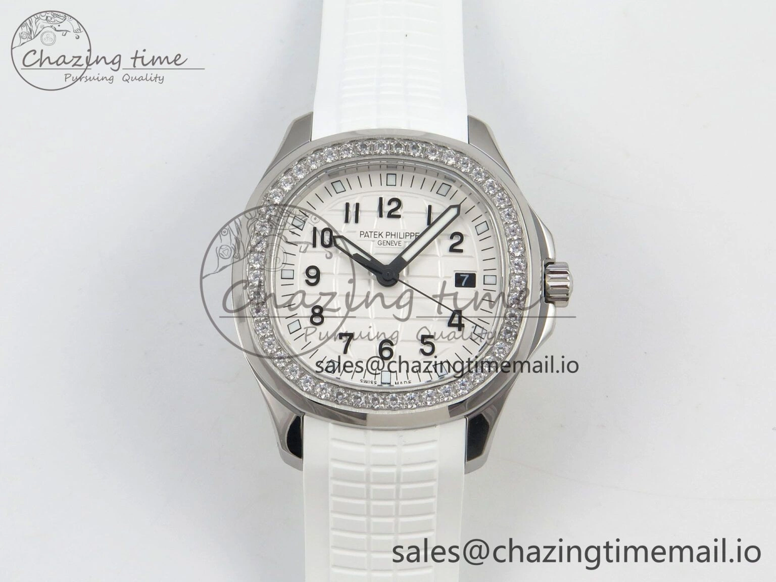 ComfortFit Aquanaut 5267 SS PPF 1:1 Best Edition White Textured Dial On White Rubber Strap Ronda Quartz 8643