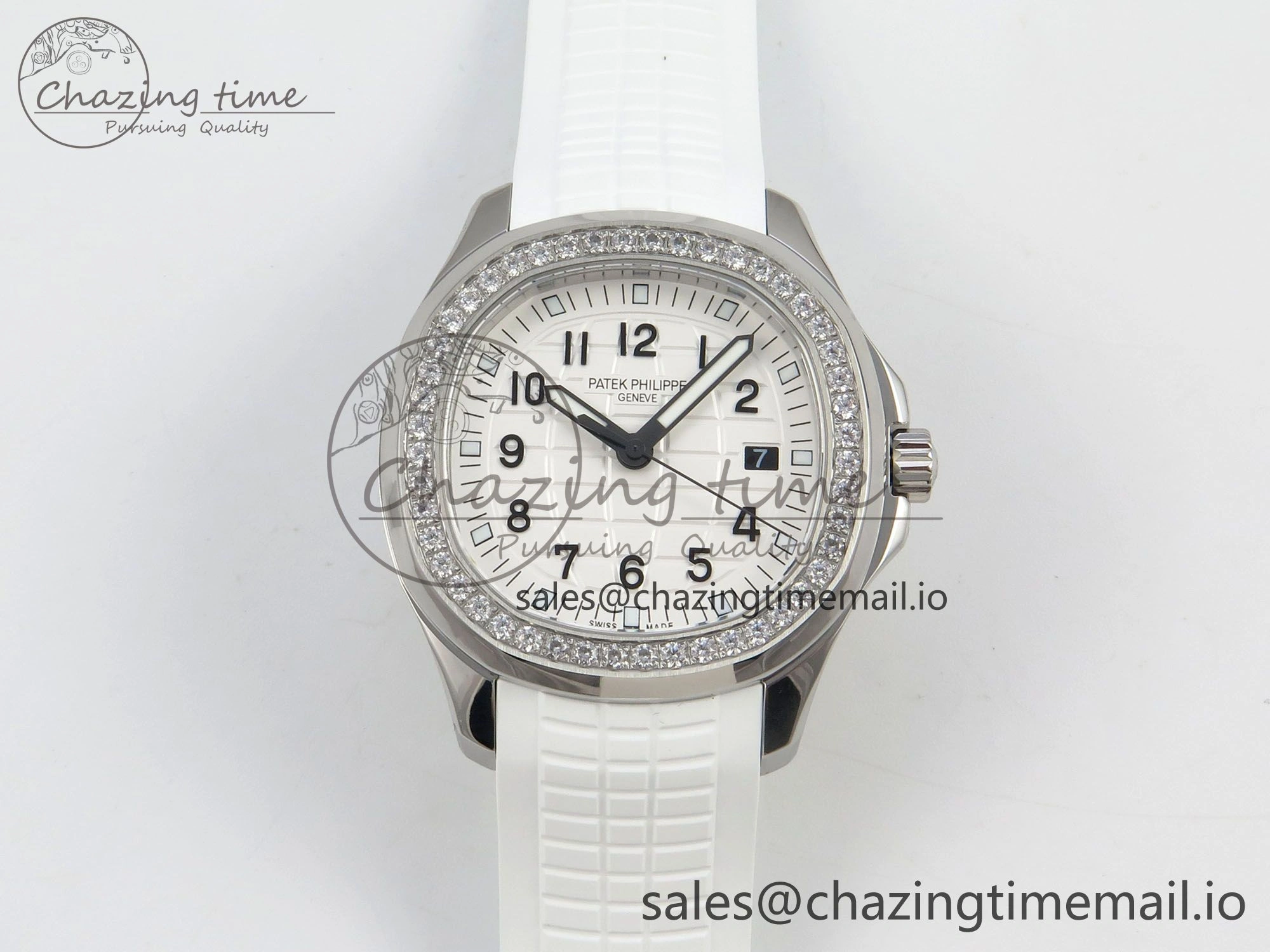 ComfortFit Aquanaut 5267 SS PPF 1:1 Best Edition White Textured Dial On White Rubber Strap Ronda Quartz 8643