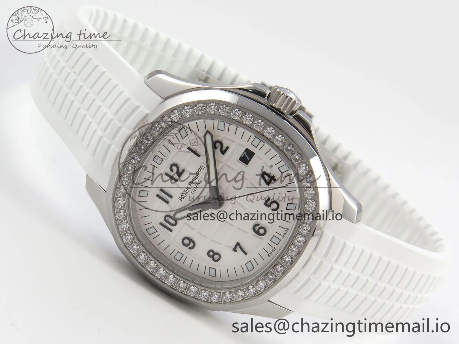 ComfortFit Aquanaut 5267 SS PPF 1:1 Best Edition White Textured Dial On White Rubber Strap Ronda Quartz 8643