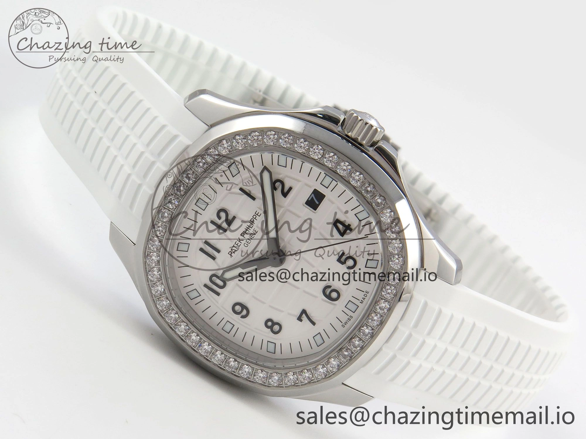 ComfortFit Aquanaut 5267 SS PPF 1:1 Best Edition White Textured Dial On White Rubber Strap Ronda Quartz 8643