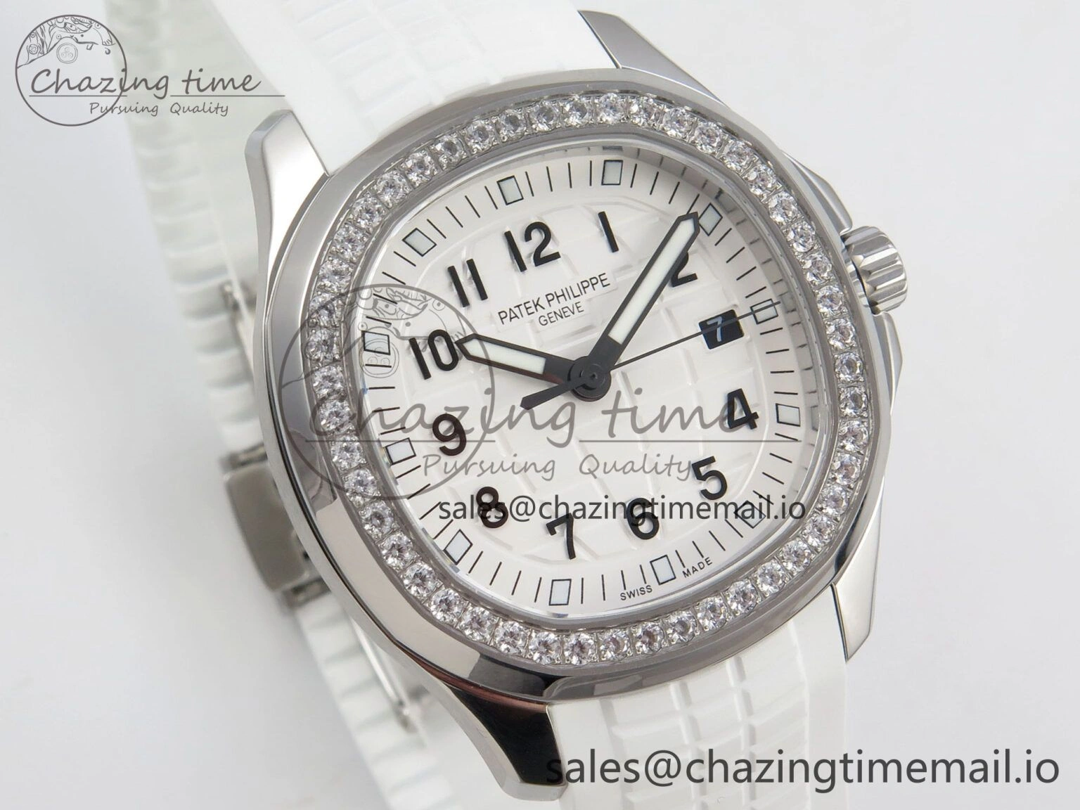 ComfortFit Aquanaut 5267 SS PPF 1:1 Best Edition White Textured Dial On White Rubber Strap Ronda Quartz 8643