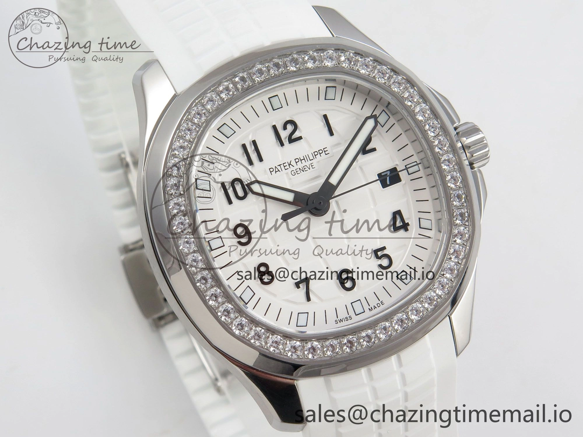 ComfortFit Aquanaut 5267 SS PPF 1:1 Best Edition White Textured Dial On White Rubber Strap Ronda Quartz 8643