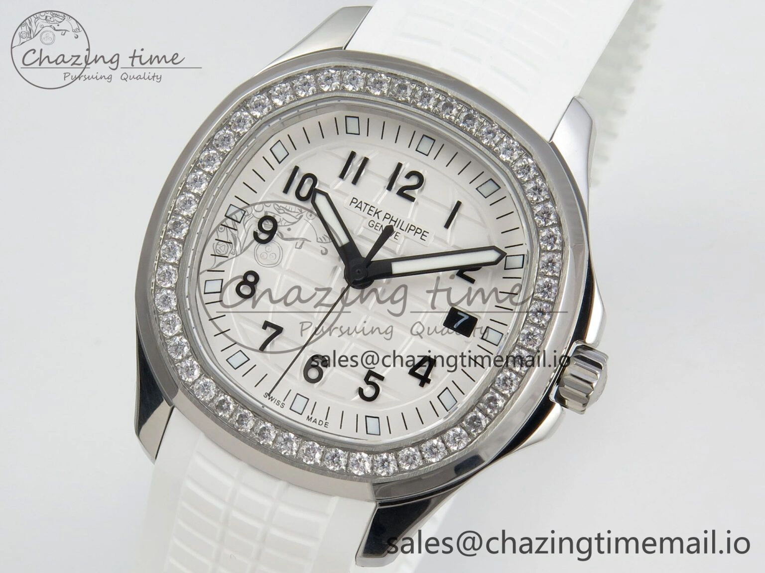 ComfortFit Aquanaut 5267 SS PPF 1:1 Best Edition White Textured Dial On White Rubber Strap Ronda Quartz 8643