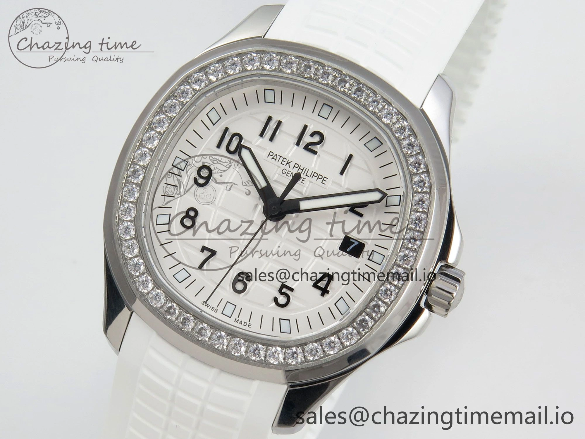 ComfortFit Aquanaut 5267 SS PPF 1:1 Best Edition White Textured Dial On White Rubber Strap Ronda Quartz 8643