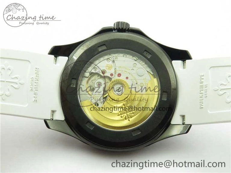 DailyWear Aquanaut Black Venom DLC ZF 1:1 Best Edition Black Dial on White Rubber Strap 324CS (Free box) 8895