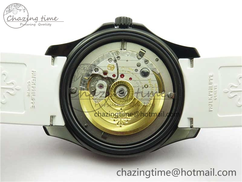 DailyWear Aquanaut Black Venom DLC ZF 1:1 Best Edition Black Dial on White Rubber Strap 324CS (Free box) 8895