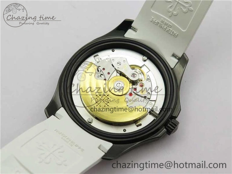 DailyWear Aquanaut Black Venom DLC ZF 1:1 Best Edition Black Dial on White Rubber Strap 324CS (Free box) 8895