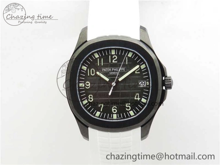 DailyWear Aquanaut Black Venom DLC ZF 1:1 Best Edition Black Dial on White Rubber Strap 324CS (Free box) 8895