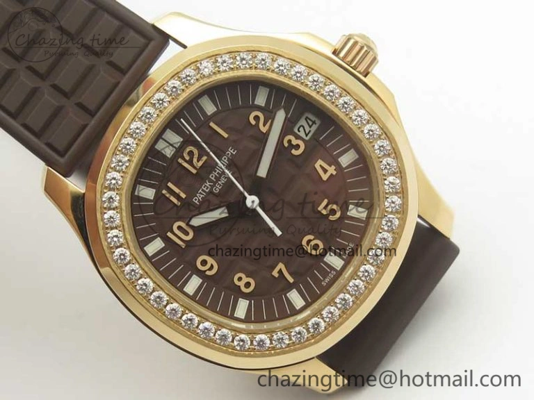 ComfortFit Aquanaut Jumbo 5069A RG TWF Best Edition Brown Dial Diam on Rubber Strap Asian PP324CS (Free Box) 8997