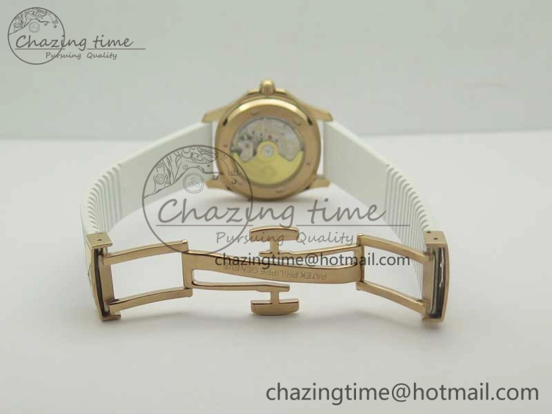 EasyCare Aquanaut Jumbo 5069A RG TWF Best Edition White Dial Diam on Rubber Strap Asian PP324CS (Free Box) 9000