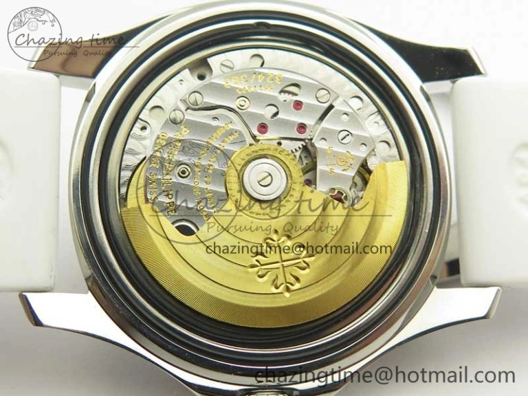 Tailored Aquanaut Jumbo 5069G SS Best Edition White Dial On White Rubber Strap Asian PP324CS(Free Box) 9005