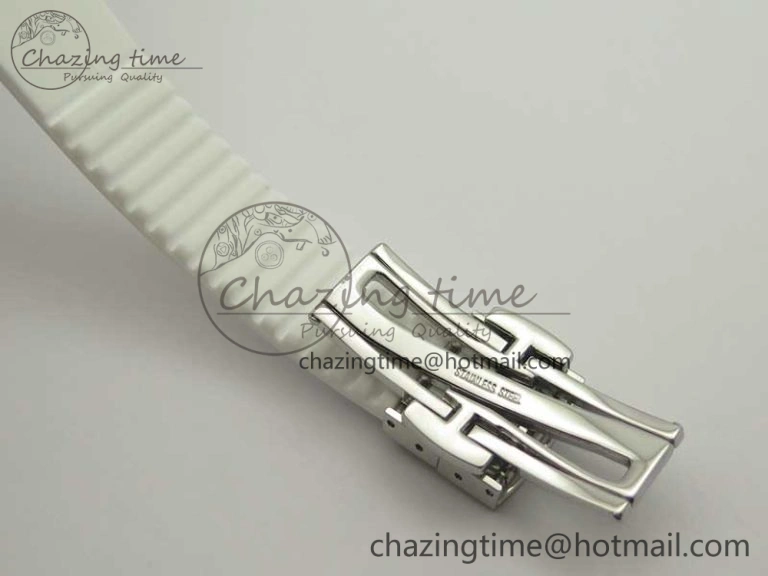 Tailored Aquanaut Jumbo 5069G SS Best Edition White Dial On White Rubber Strap Asian PP324CS(Free Box) 9005
